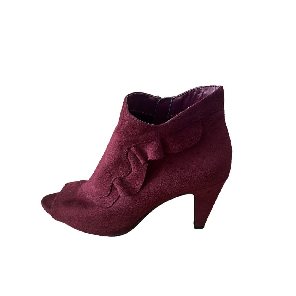 Bella Vita Side Ruffle Peep Toe Booties Purple Size 9 Narrow